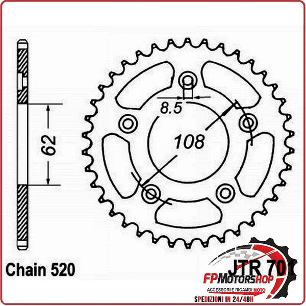 CORONA PER TRASMISSIONE MOTO JT 701 Z39 JTR701.39 39 DENTI ACCIAIO PASSO 520