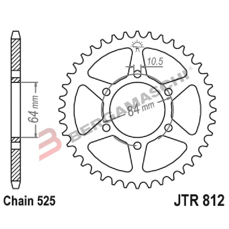 CORONA PER TRASMISSIONE MOTO JT 812 Z43 JTR812.43 43 DENTI ACCIAIO PASSO 525