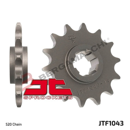 PIGNONE TRASMISSIONE PER MOTO JT 1043 Z14 JTF1043.14 14 DENTI ACCIAIO PASSO 520