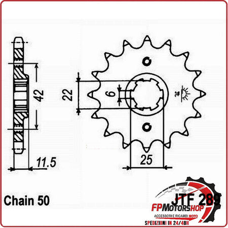 PIGNONE TRASMISSIONE PER MOTO JT 289 Z15 JTF289.15 15 DENTI ACCIAIO