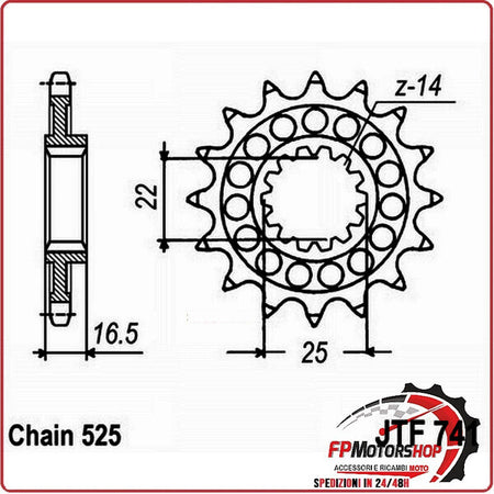 PIGNONE TRASMISSIONE PER MOTO JT 741 Z15 JTF741.15 15 DENTI ACCIAIO PASSO 525