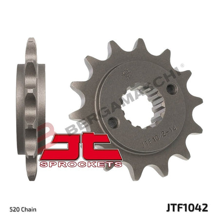 PIGNONE TRASMISSIONE PER MOTO JT 1042 Z14 JTF1042.14 14 DENTI ACCIAIO PASSO 520