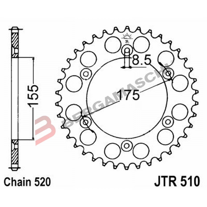 CORONA PER TRASMISSIONE MOTO JT 510 Z50 JTR510.50 50 DENTI ACCIAIO PASSO 520