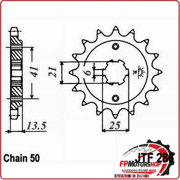 PIGNONE TRASMISSIONE PER MOTO JT 286 Z15 JTF286.15 15 DENTI ACCIAIO