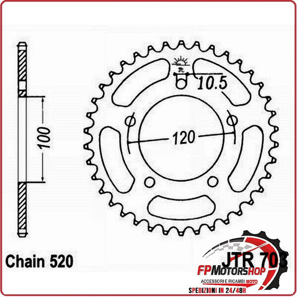 CORONA PER TRASMISSIONE MOTO JT 703 Z47 JTR703.47 47 DENTI ACCIAIO PASSO 520