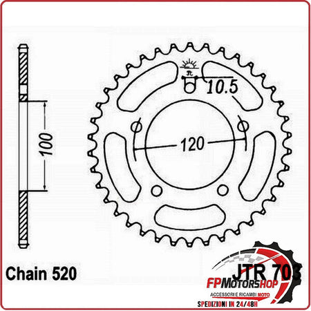 CORONA PER TRASMISSIONE MOTO JT 703 Z47 JTR703.47 47 DENTI ACCIAIO PASSO 520