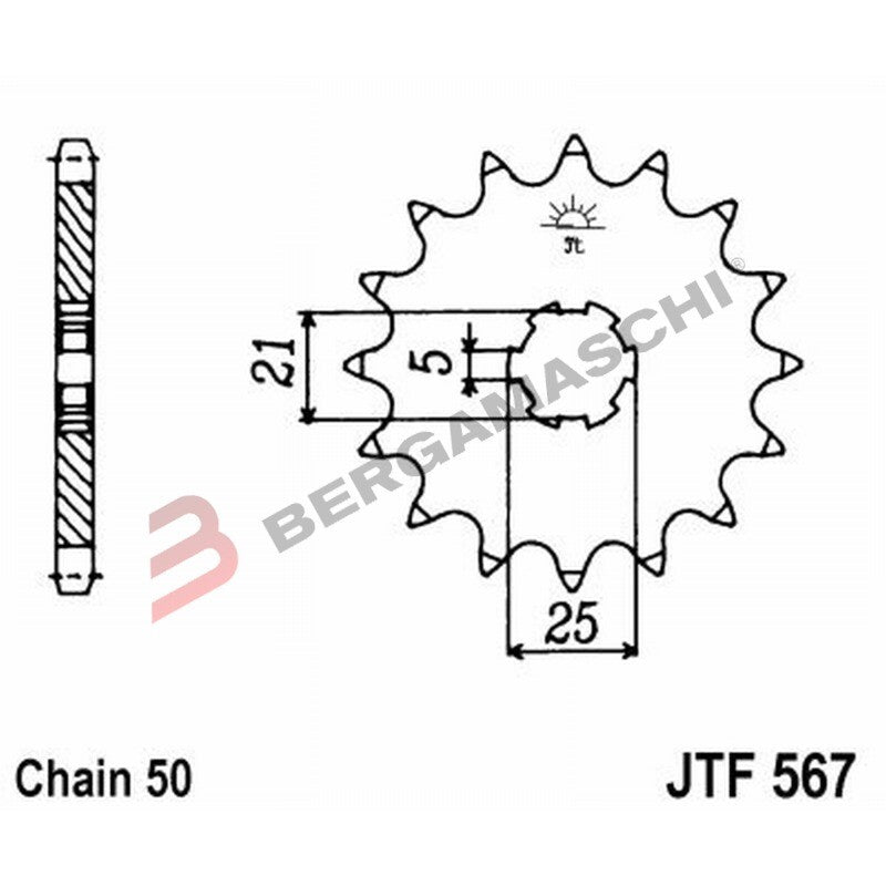 PIGNONE TRASMISSIONE PER MOTO JT 567 Z17 JTF567.17 17 DENTI ACCIAIO PASSO 530