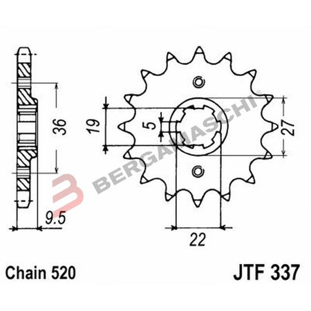 PIGNONE TRASMISSIONE PER MOTO JT 337 Z15 JTF337.15 15 DENTI ACCIAIO PASSO 520