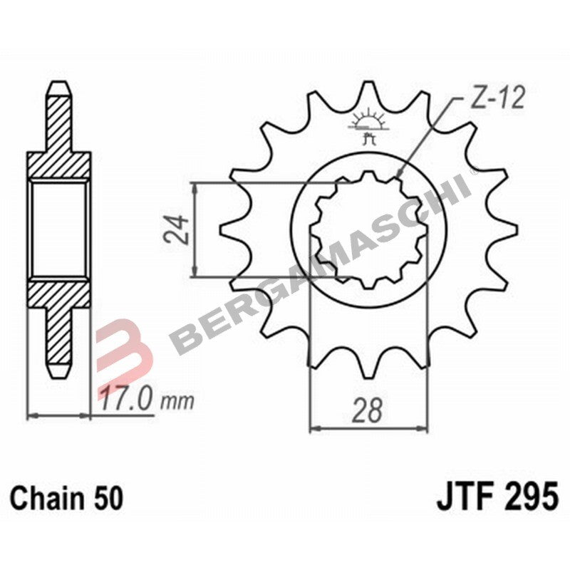 PIGNONE TRASMISSIONE PER MOTO JT 295 Z16 JTF295.16 16 DENTI ACCIAIO MODIFICA