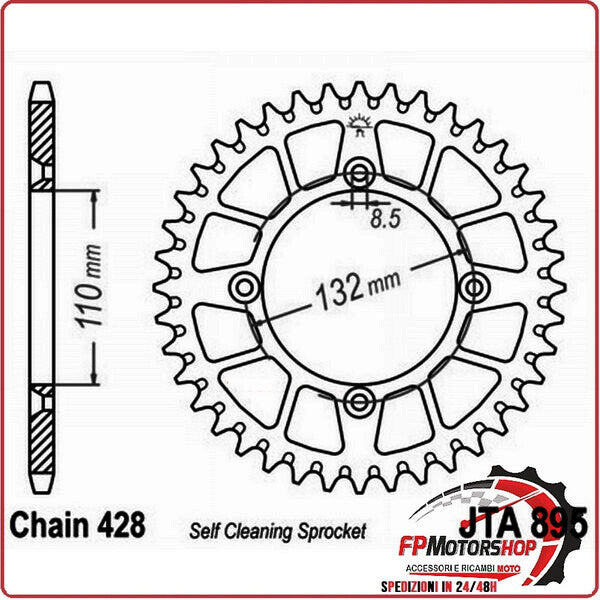 CORONA PER TRASMISSIONE MOTO ALL.7075T6 JTA 895 Z47 BLK JTA895.47BLK 47 DENTI