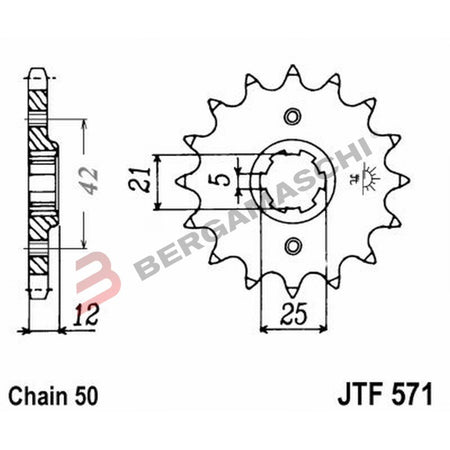 PIGNONE TRASMISSIONE PER MOTO JT 571 Z15 JTF571.15 15 DENTI ACCIAIO PASSO 530
