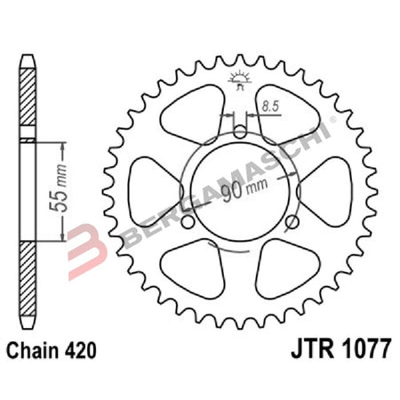 CORONA PER TRASMISSIONE MOTO JT 1077 Z47 JTR1077.47 47 DENTI ACCIAIO PASSO 420
