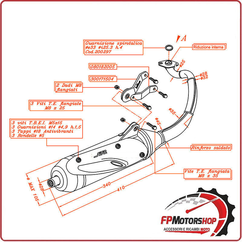 MARMITTA SILENZIATORE TERMINALE DI SCARICO SITO PER YAMAHA NEO'S 50 02-12 0734