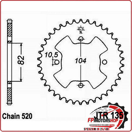 CORONA PER TRASMISSIONE MOTO JT 1351 Z40 JTR1351.40 40 DENTI ACCIAIO PASSO 520
