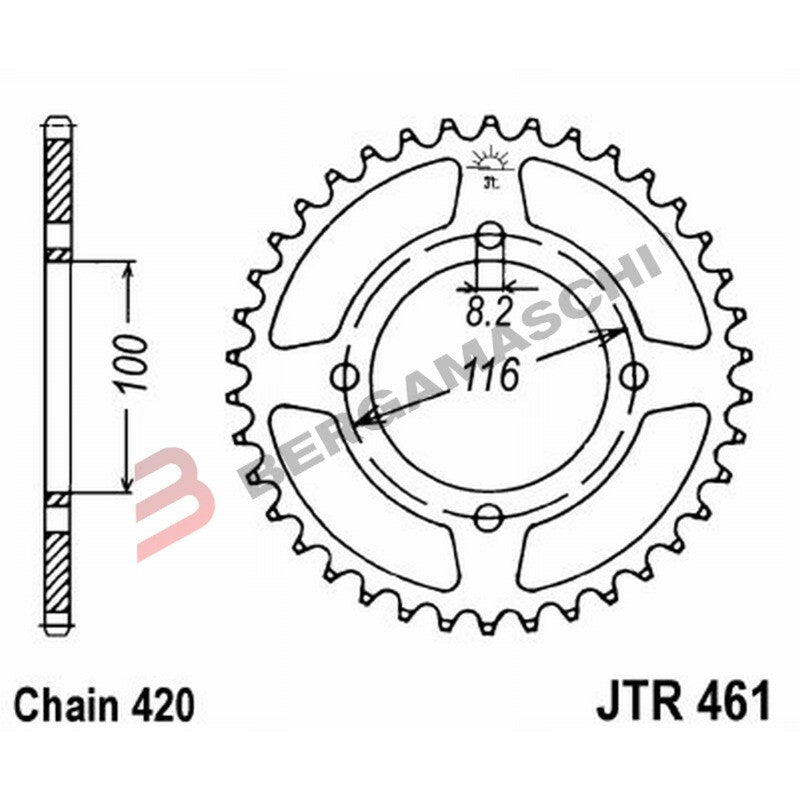 CORONA PER TRASMISSIONE MOTO JT 461 Z49 JTR461.49 49 DENTI ACCIAIO PASSO 420