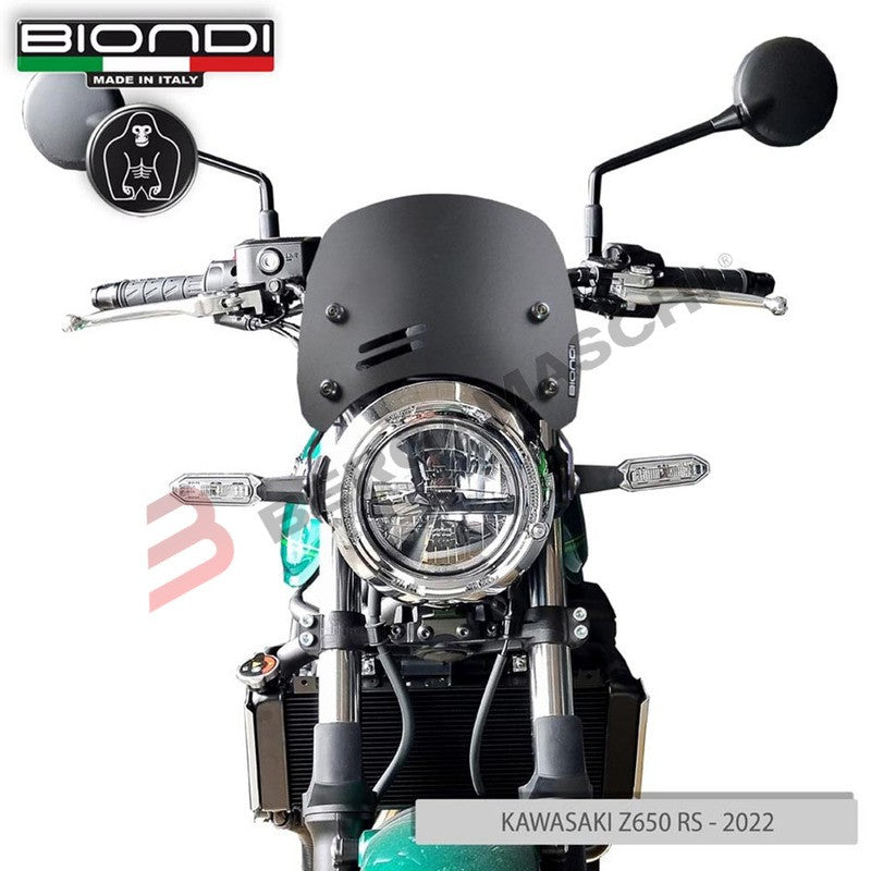 CUPOLINO PARABREZZA PER MOTO KAWASAKI Z650 RS 22 CAFFE' NERO SATINATO BIONDI 