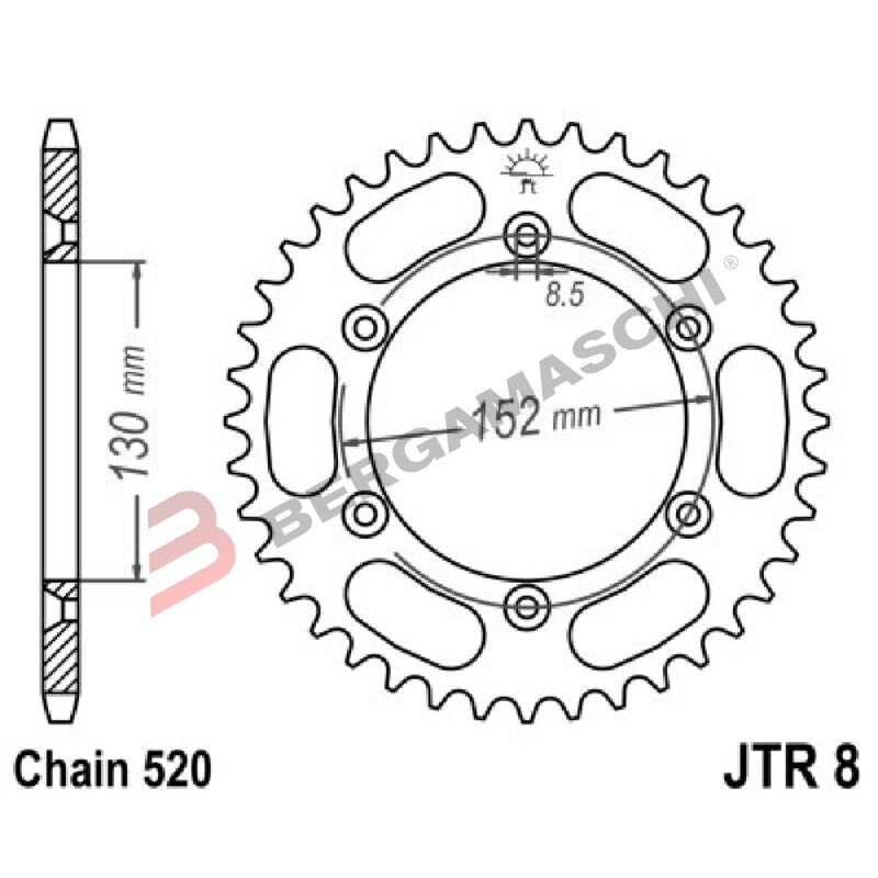 CORONA PER TRASMISSIONE MOTO JT 8 Z51 JTR8.51 51 DENTI ACCIAIO PASSO 530