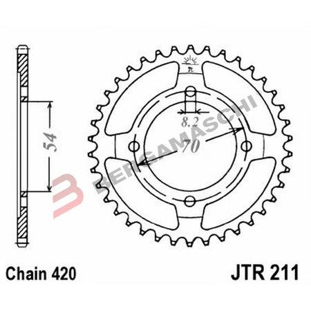 CORONA PER TRASMISSIONE MOTO JT 211 Z36 JTR211.36 36 DENTI ACCIAIO PASSO 420