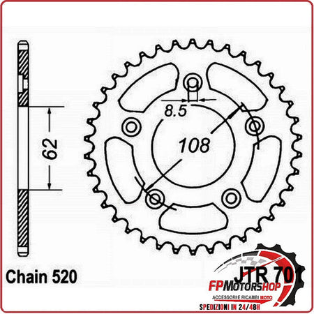 CORONA PER TRASMISSIONE MOTO JT 701 Z42 JTR701.42 42 DENTI ACCIAIO PASSO 520