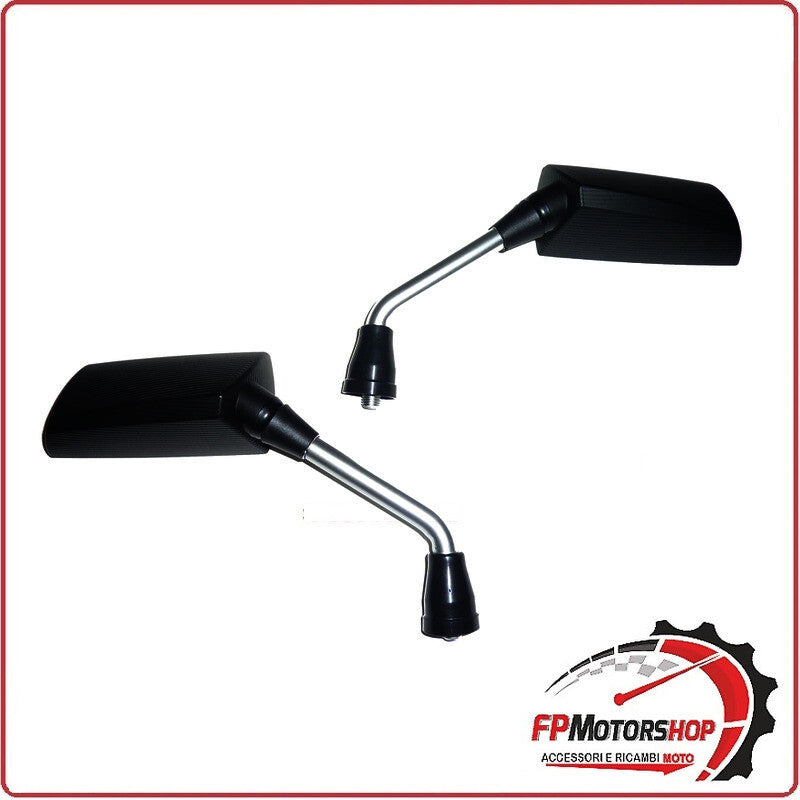 COPPIA SPECCHIETTI PER MOTO BKR RETTANGOLARE NERO E ARGENTO BRACCIO 150MM