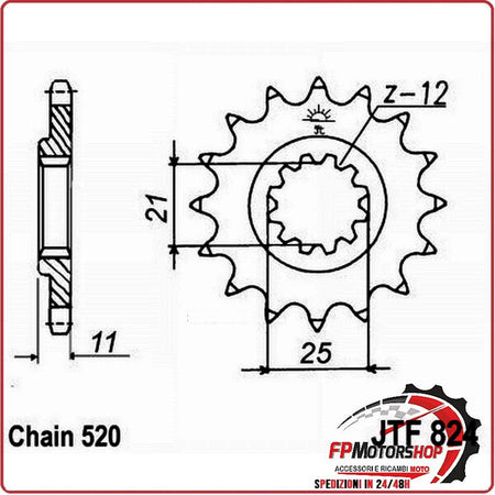 PIGNONE TRASMISSIONE PER MOTO JT 824 Z15 JTF824.15 15 DENTI ACCIAIO PASSO 520