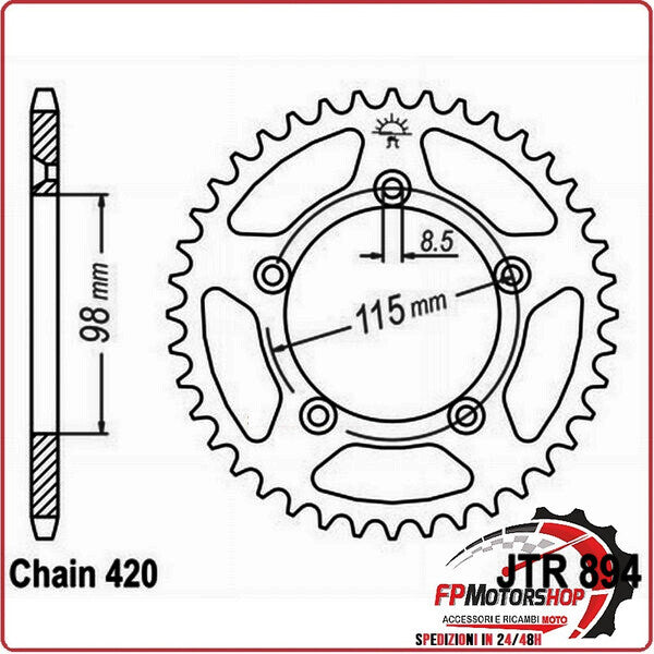 CORONA PER TRASMISSIONE MOTO JT 894 Z50 JTR894.50 50 DENTI ACCIAIO PASSO 420