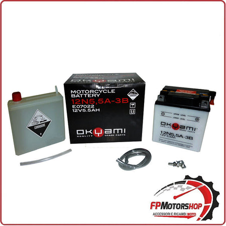 BATTERIA PER MOTO OKYAMI O12N5,5A-3B 12N5,5A-3B 12V 5,5AH 103X90X114MM YAMAHA RD