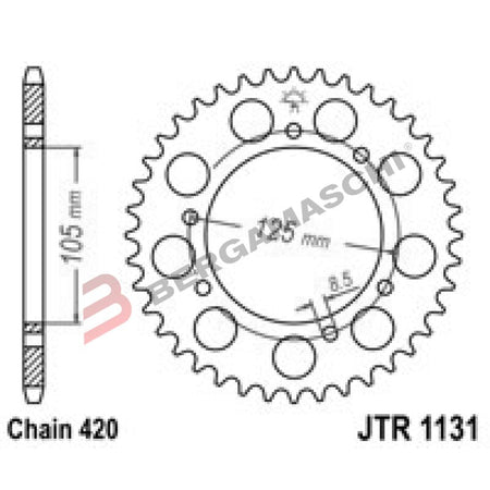 CORONA PER TRASMISSIONE MOTO JT 1131 Z65 JTR1131.65 65 DENTI ACCIAIO PASSO 420