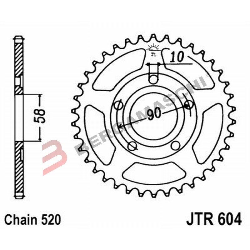 CORONA PER TRASMISSIONE MOTO JT 604 Z44 JTR604.44 44 DENTI ACCIAIO PASSO 520