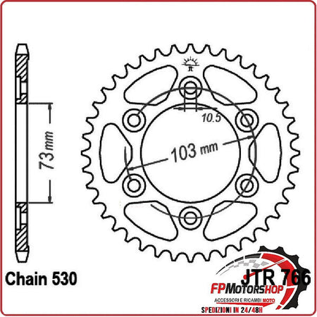 CORONA PER TRASMISSIONE MOTO JT 766 Z43 JTR766.43 COLORE NERO PASSO 530