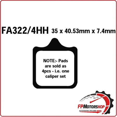 SET PASTIGLIE FRENO PER MOTO APRILIA RSV 1000 01> FA322/4HH DUCATI 748 996R