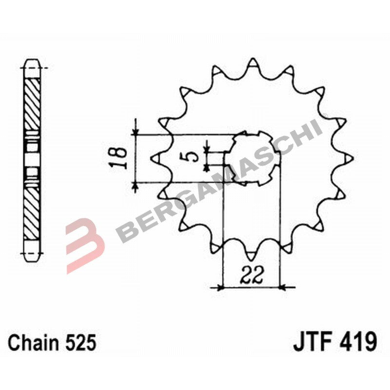 PIGNONE TRASMISSIONE PER MOTO JT 419 Z15 JTF419.15 15 DENTI ACCIAIO PASSO 520