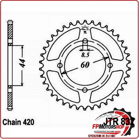 CORONA PER TRASMISSIONE MOTO JT 832 Z45 JTR832.45 45 DENTI ACCIAIO PASSO 420