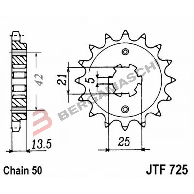 PIGNONE PER TRASMISSIONE MOTO JT 725 Z15 JTF725.15 15 DENTI ACCIAIO PASSO 530