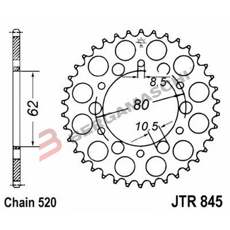 CORONA PER TRASMISSIONE MOTO JT 845 Z43 JTR845.43 43 DENTI ACCIAIO PASSO 520