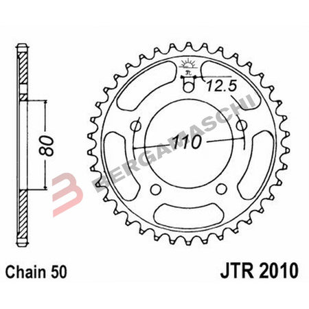 CORONA PER TRASMISSIONE MOTO JT 2010 Z43 JTR2010.43 43 DENTI ACCIAIO PASSO 530