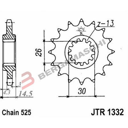 PIGNONE TRASMISSIONE PER MOTO JT 1332 Z17 JTF1332.17 17 DENTI ACCIAIO PASSO 525