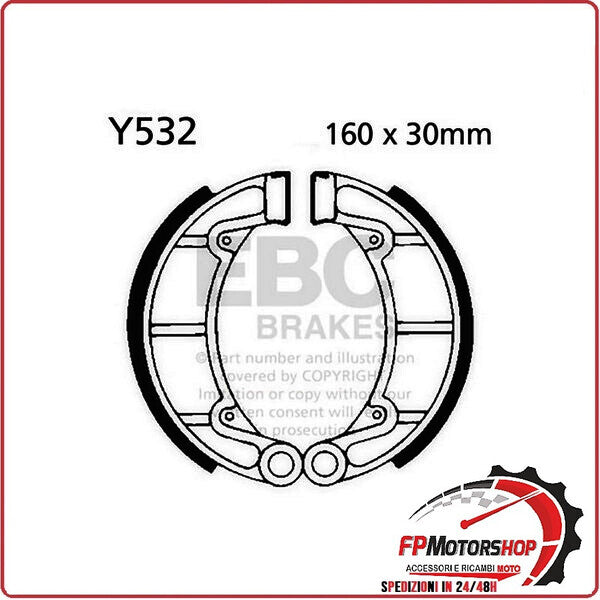 GANASCE FRENO MOTO PER YAMAHA YFM 350/400 04-06 POSTERIORE EBC Y532 ORGANICA