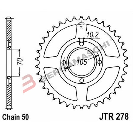 CORONA PER TRASMISSIONE MOTO JT 278 Z34 JTR278.34 34 DENTI ACCIAIO PASSO 530