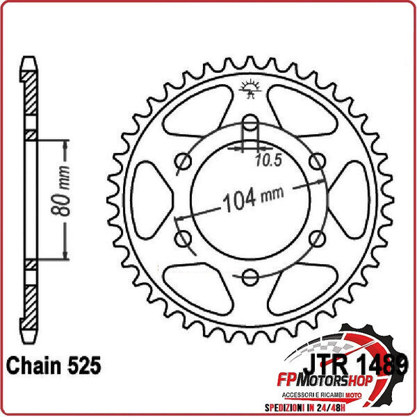 CORONA PER TRASMISSIONE MOTO JT 1489 Z39 JTR1489.39 39 DENTI ACCIAIO PASSO 525