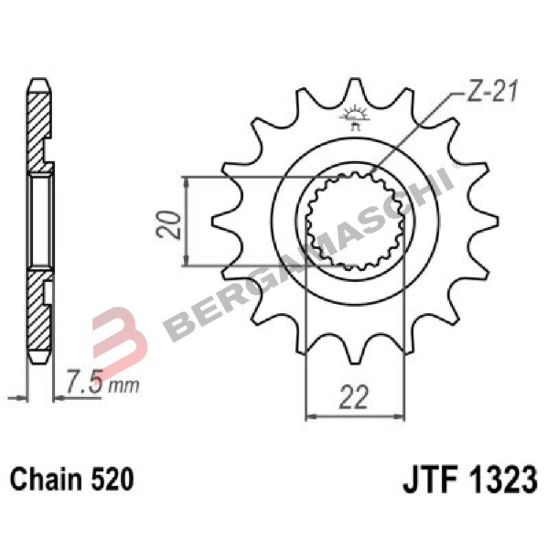 PIGNONE TRASMISSIONE PER MOTO JT 1323 Z13 SC JTF1323.13SC 13 DENTI ACCIAIO SELF