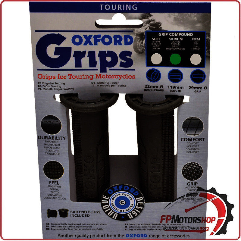 COPPIA MANOPOLE MANUBRIO SPORTS UNIVERSALI PER MOTO 22mm OXFORD OX603 GRIGIO