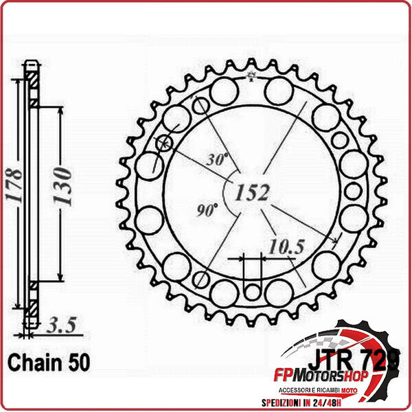 CORONA PER TRASMISSIONE MOTO JT 729 Z46 JTR729.46 46 DENTI ACCIAIO PASSO 530