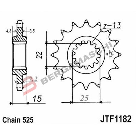 PIGNONE TRASMISSIONE PER MOTO JT 1182 Z14 JTF1182.14 14 DENTI ACCIAIO PASSO 525