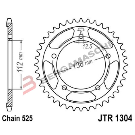 CORONA PER TRASMISSIONE MOTO JT 1304 Z47 ZBK ZINCATA NERA JTR1304.47ZBK 47 DENTI
