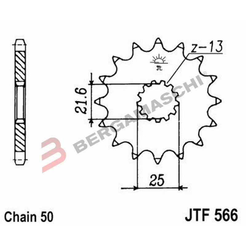 PIGNONE TRASMISSIONE PER MOTO JT 566 Z16 JTF566.16 16 DENTI ACCIAIO PASSO 530
