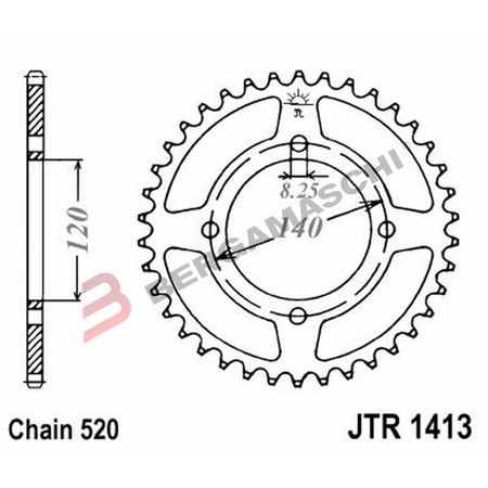 CORONA PER TRASMISSIONE MOTO JT 1413 Z39 JTR1413.39 39 DENTI ACCIAIO PASSO 520
