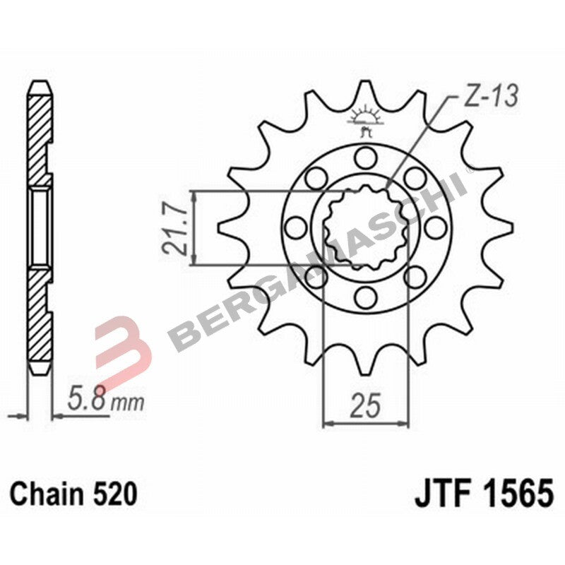 PIGNONE TRASMISSIONE PER MOTO JT 1565 Z12 JTF1565.12 12 DENTI ACCIAIO PASSO 520