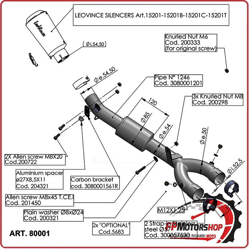 RACCORDO ELIMINA CATALIZZATORE PER YAMAHA R1 15> LEOVINCE 80001 NON OMOLOGATO