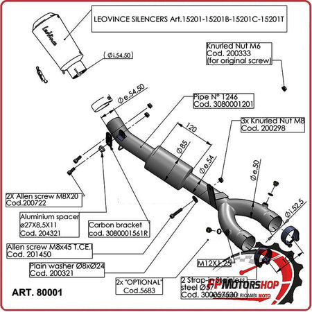 RACCORDO ELIMINA CATALIZZATORE PER YAMAHA R1 15> LEOVINCE 80001 NON OMOLOGATO